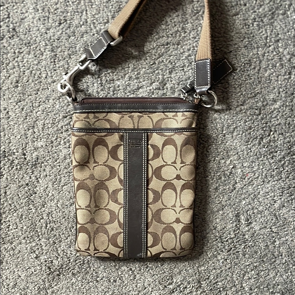 Coach Brown Messenger Bag with Signature Design